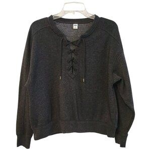 🪻BOGO🪻 Old Navy‎ Lace-Up Crew Neck Sweatshirt Semi-Cropped Fleece Size Med